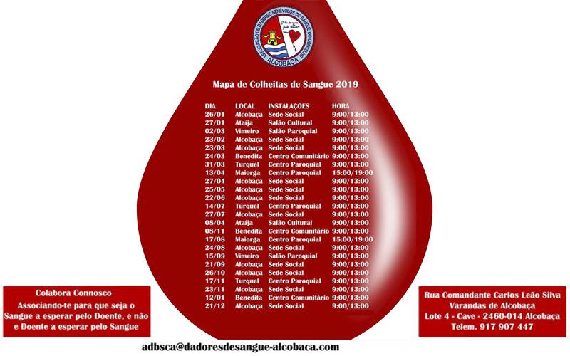 DÊ SANGUE! Colheita de 2019 DÊ SANGUE! Colheita de 2019