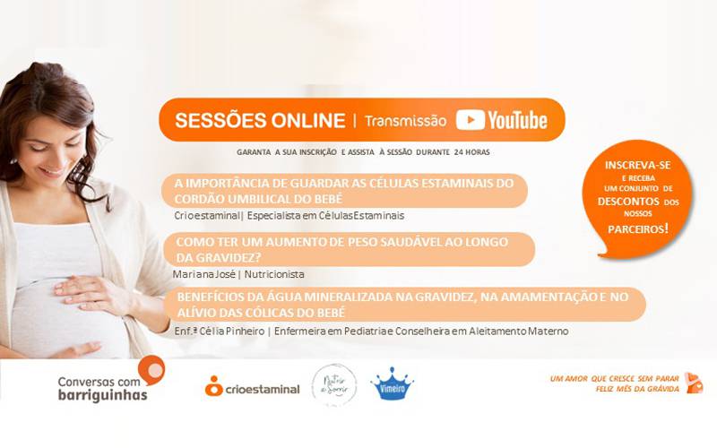 Sessão Online: Benefícios da água mineralizada na gravidez, na amamentação e no alívio das cólicas do bebé Sessão Online: Benefícios da água mineralizada na gravidez, na amamentação e no alívio das cólicas do bebé