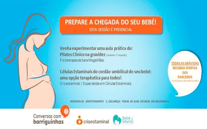 Venha experimentar uma aula prática de: Pilates clínico na gravidez Venha experimentar uma aula prática de: Pilates clínico na gravidez